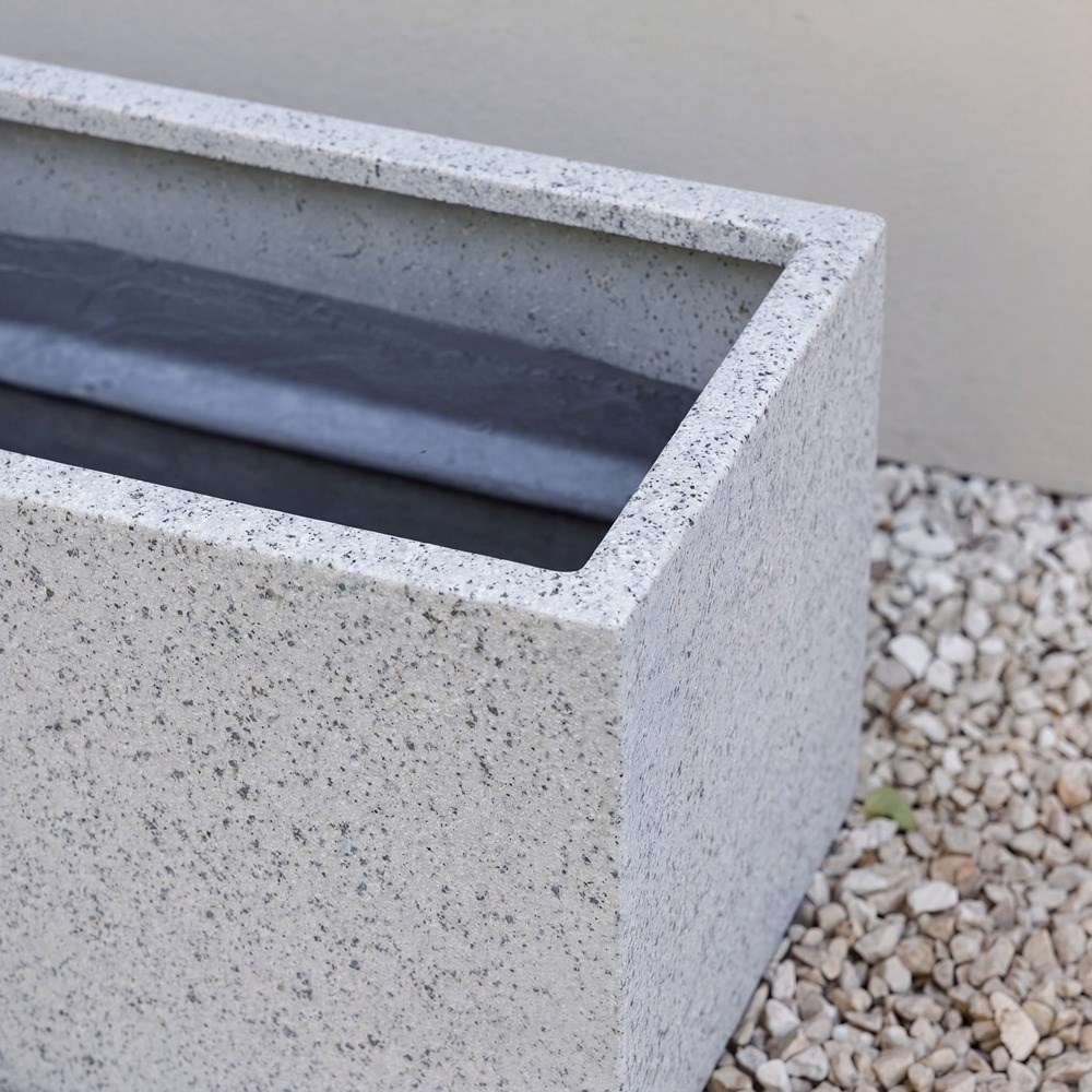 White Stone Finish Zinc Trough Planter