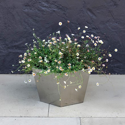Stainless steel silver-coloured hexagon planter - Large