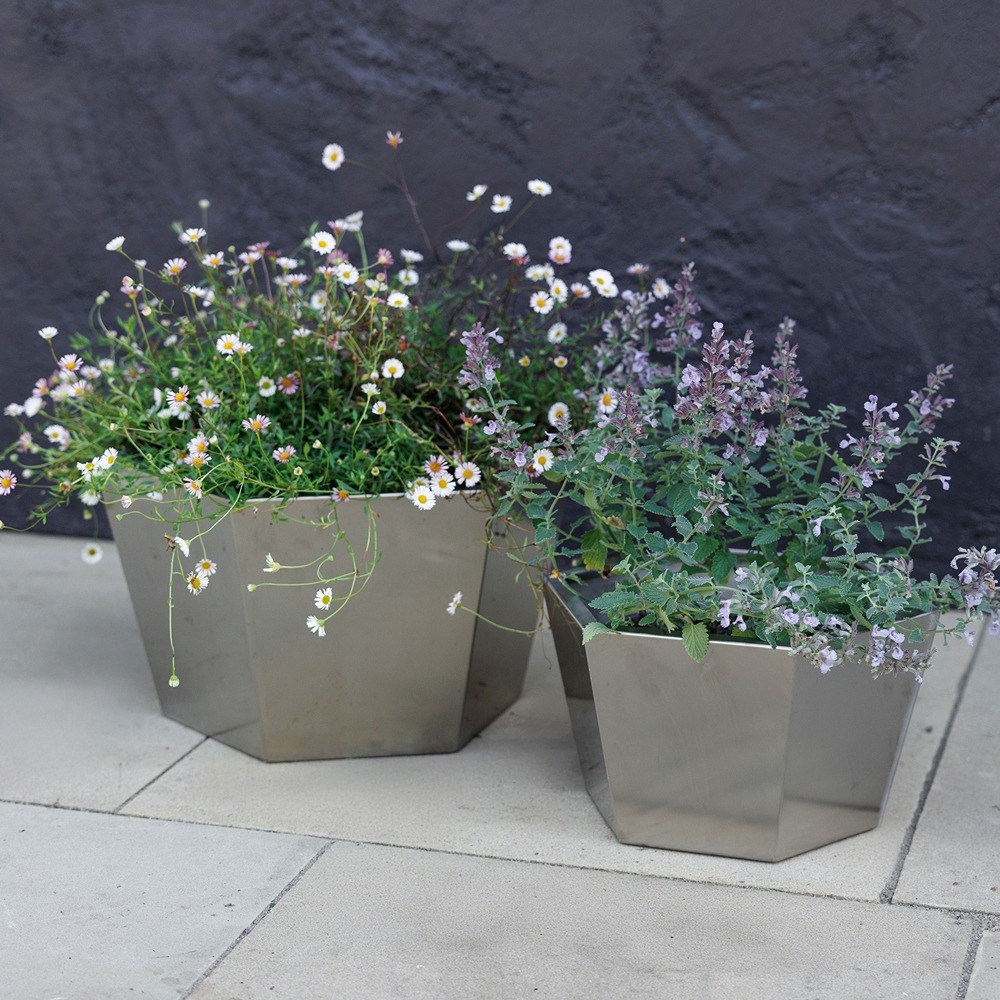 Stainless Steel Hexagon Outdoor Planter