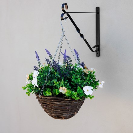 LAVENDER ARRAN. BLACK RATTAN BASKET