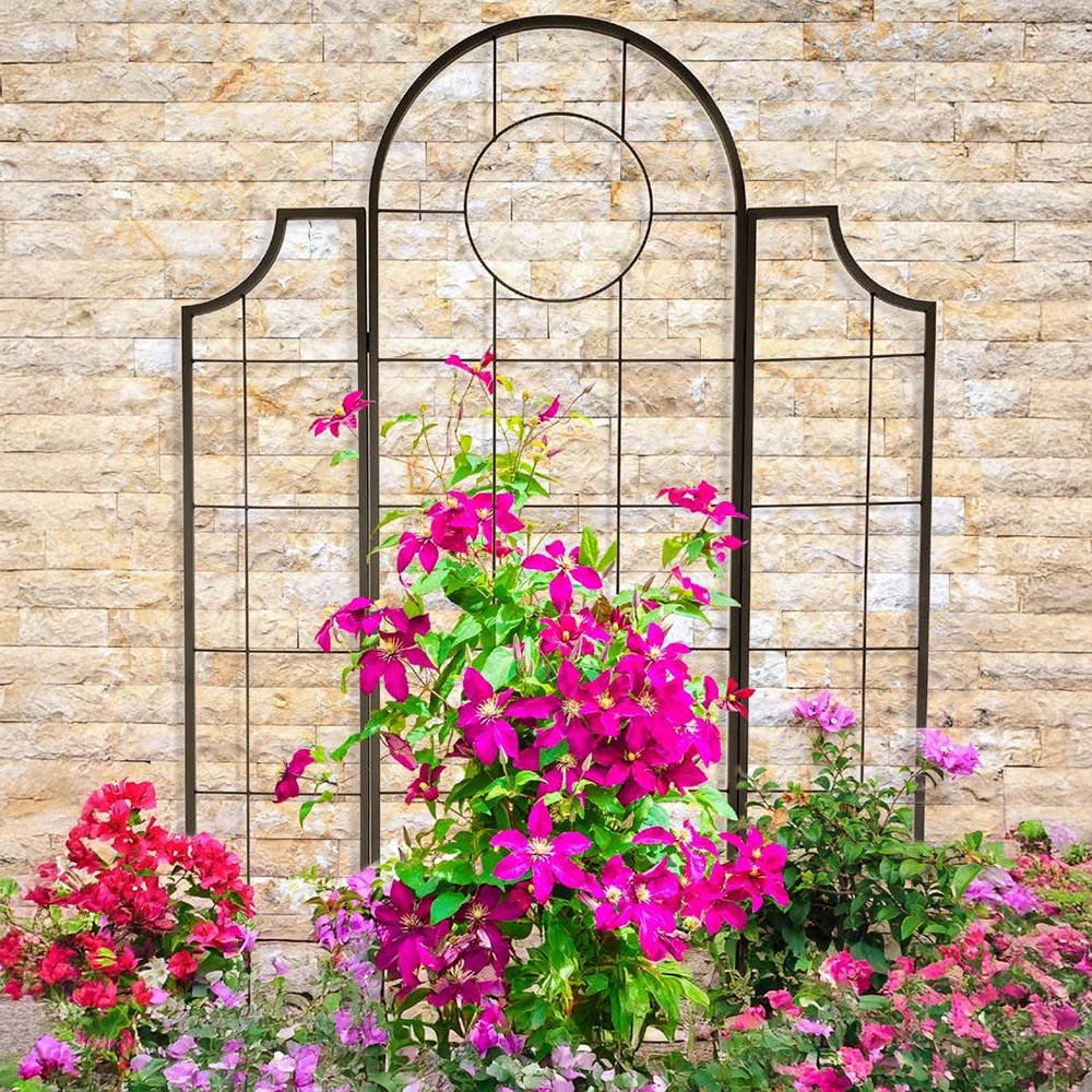 Folding Steel Porthole Garden Trellis Screen