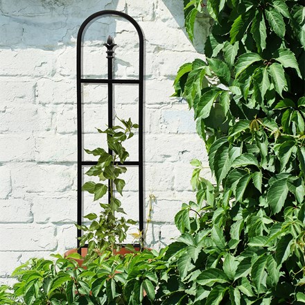 French Arch Pot Trellis with Finial Black