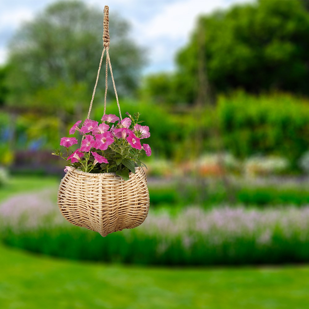 Petal Design Hanging Basket with Woven Finish