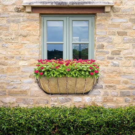 Modern Twist Window Planter with Coco Liner Brown, Copper & Gold