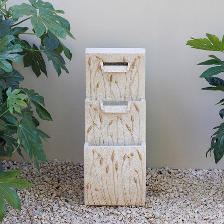 Polyresin natural wheat detail tiered cascading water wall