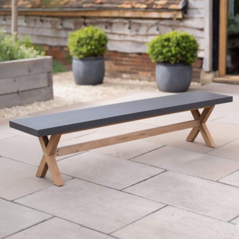 Outdoor Dining Bench with Contemporary Two-Tone Finish
