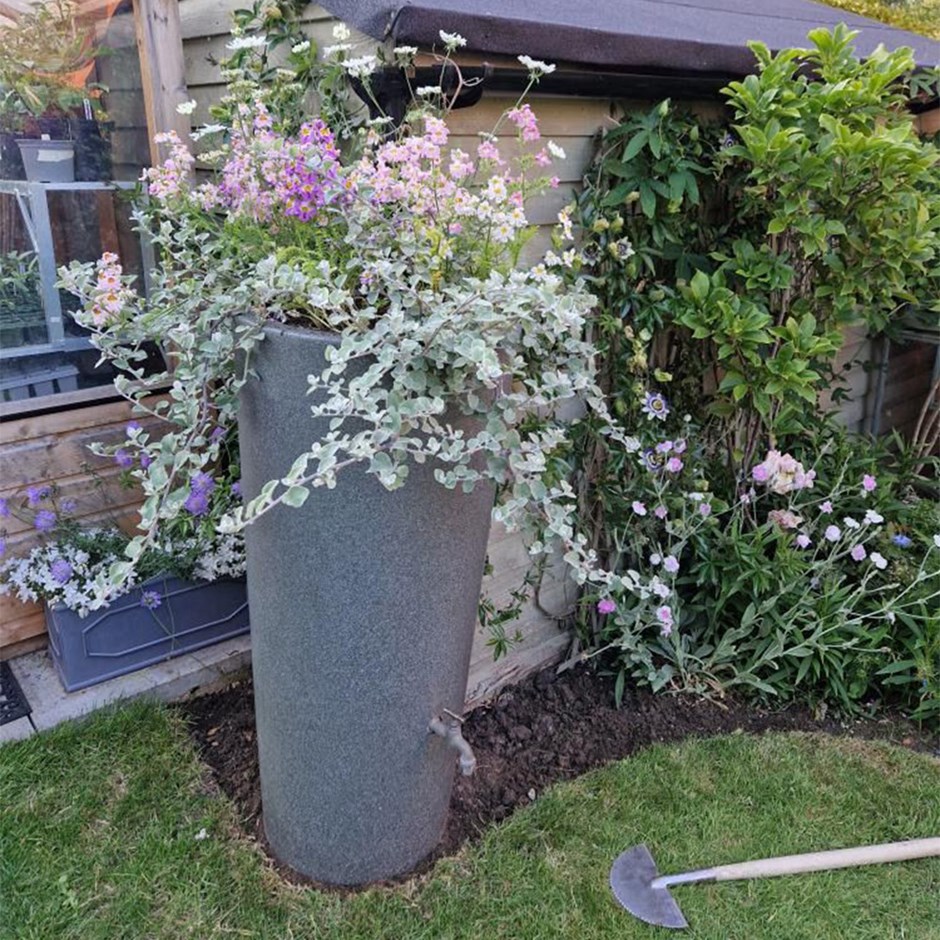 Curved Rainwater Storage Tank with Integrated Planter 160 Litre