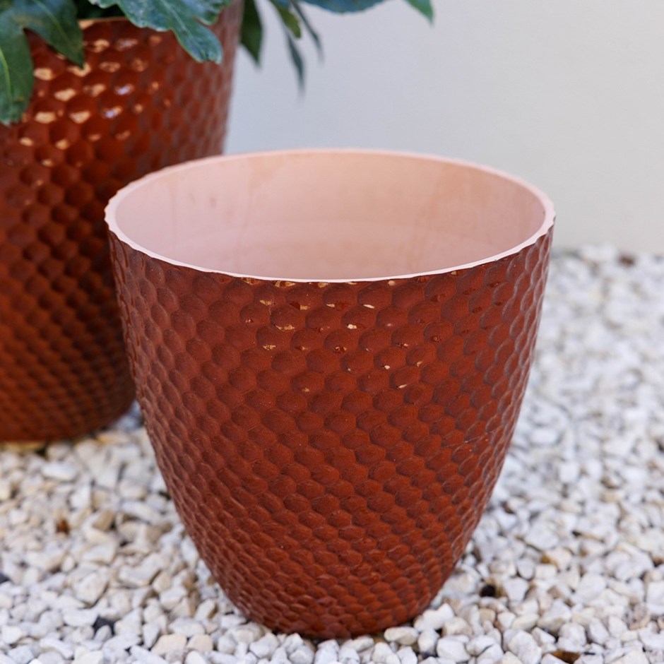 Dimpled Glazed Look Round Outdoor Planter