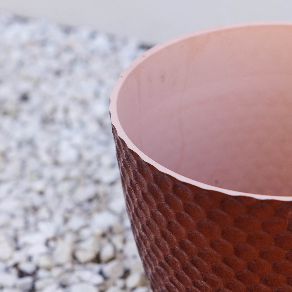 Dimpled Glazed Look Round Outdoor Planter