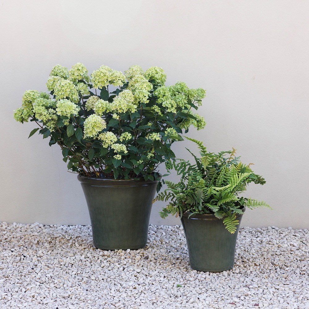 Glazed Ceramic Look Tapered Outdoor Planter