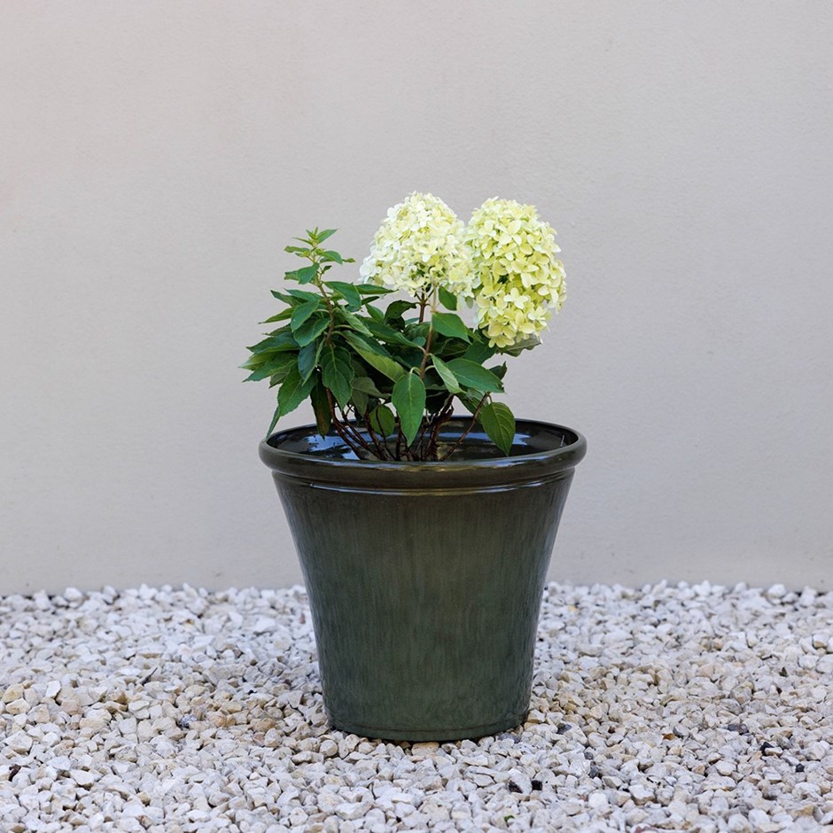 Glazed Ceramic Look Tapered Outdoor Planter