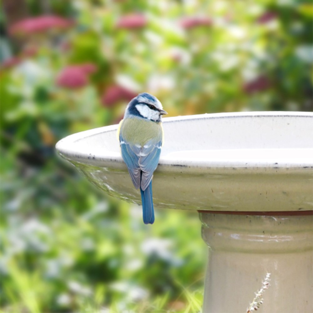 Off White Glazed Ceramic Pedestal Bird Bath