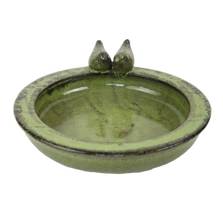 Green Antracite Glazed Ceramic Bird Bath