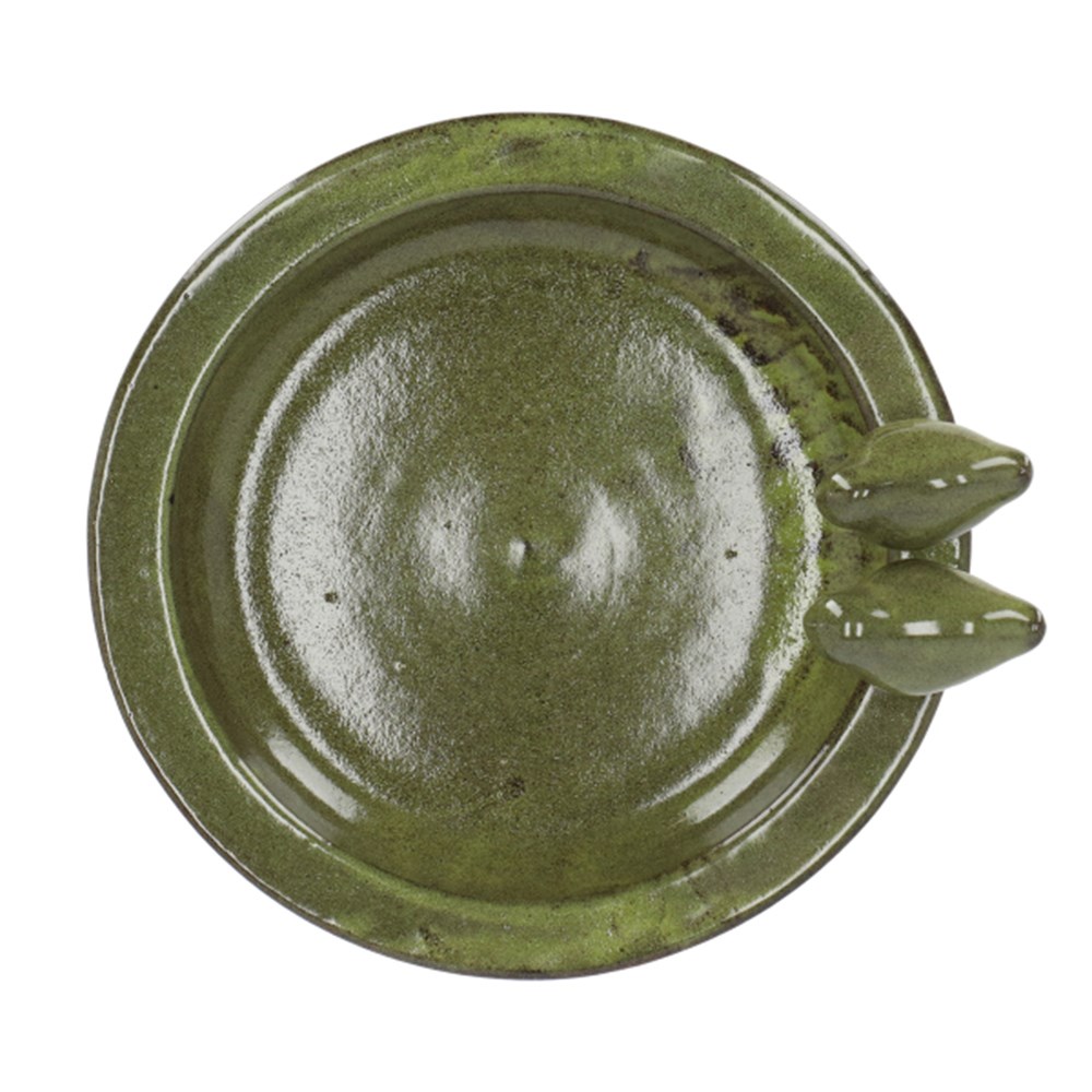 Green Antracite Glazed Ceramic Bird Bath