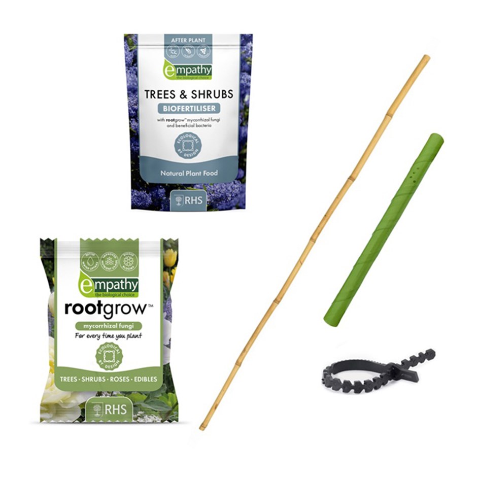 Premium Tree Planting Kit Rootgrow, Biofertilizer, Bamb Stake, Tie & RabbitGuard