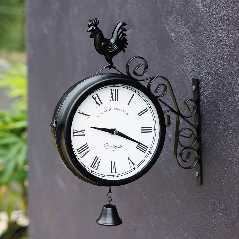 Double Sided Cockerel Station Wall Clock
