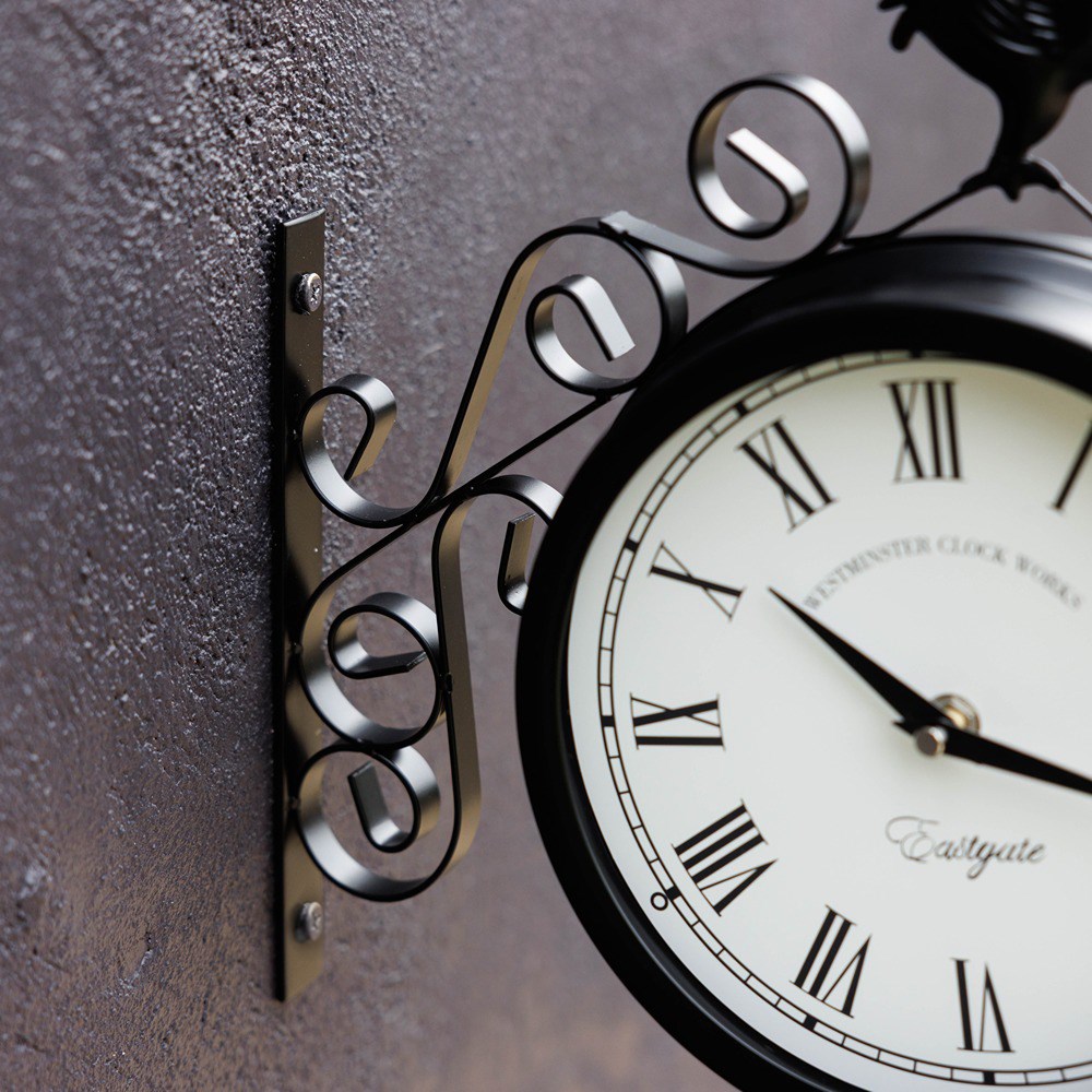 Double Sided Cockerel Station Wall Clock