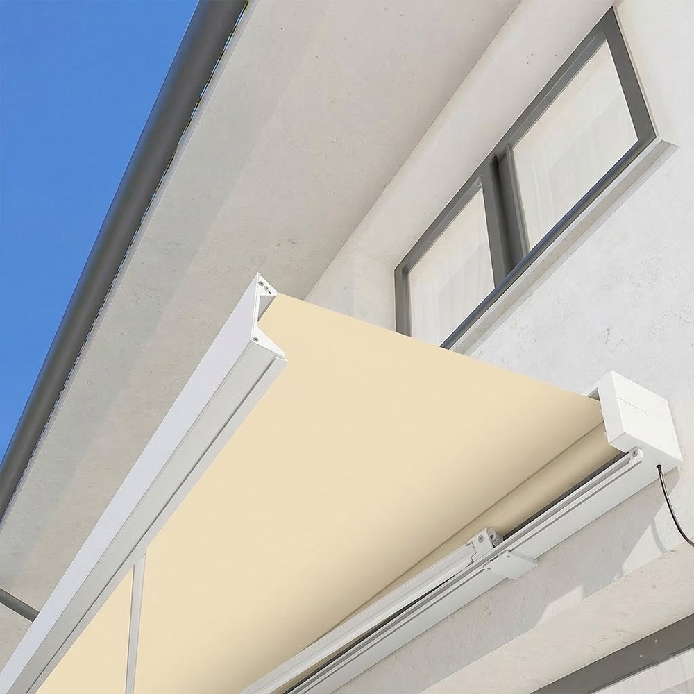 Deluxe Wireless White Full Cassette Electric Awning With Lights | Ivory