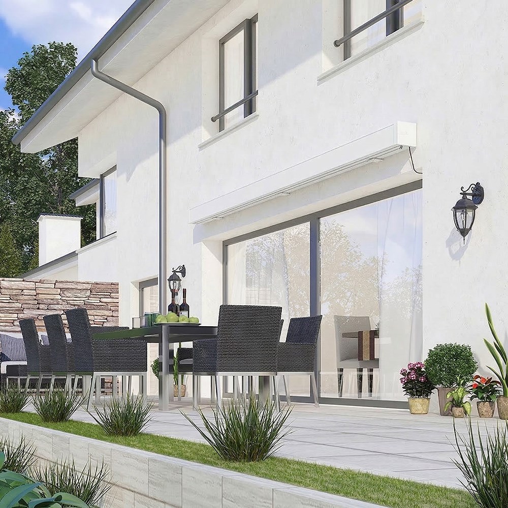 Deluxe Wireless White Full Cassette Electric Awning With Lights | Ivory