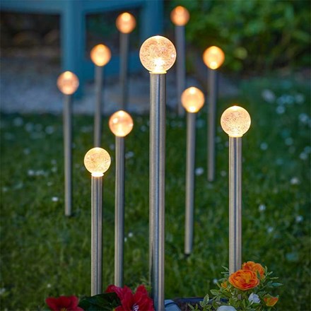 Solar GlowBall Stake Lights | Set of 10 Garden Path Lights