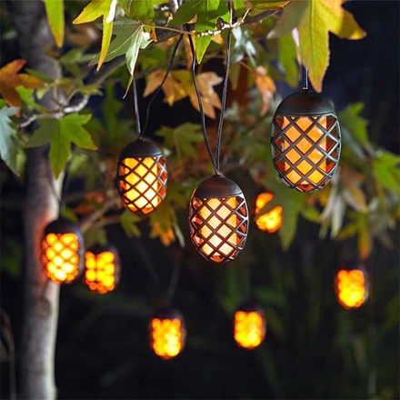 Flaming Solar String Lights | Outdoor Garden Lights | Set of 10