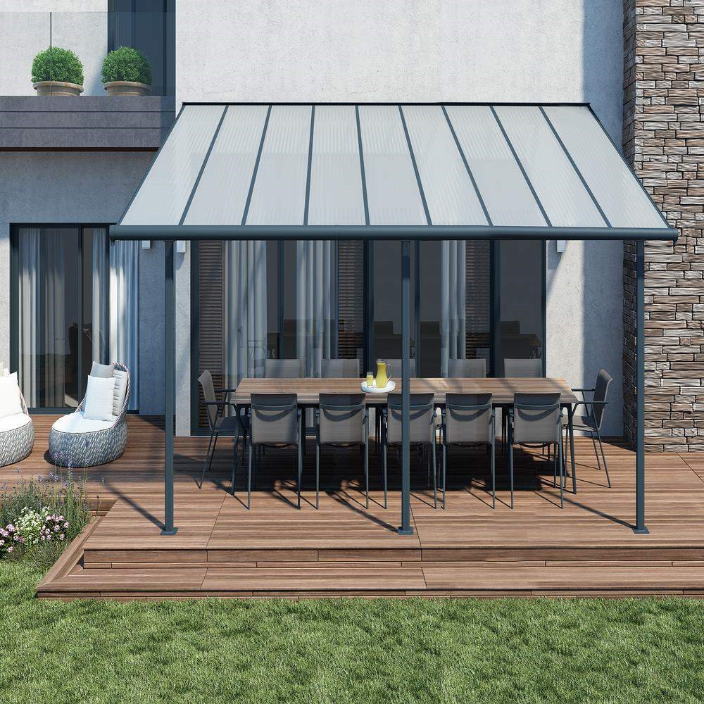 Buy Palram Canopia Sierra Patio Cover 3m x 5.46 Grey Clear 10' x 18