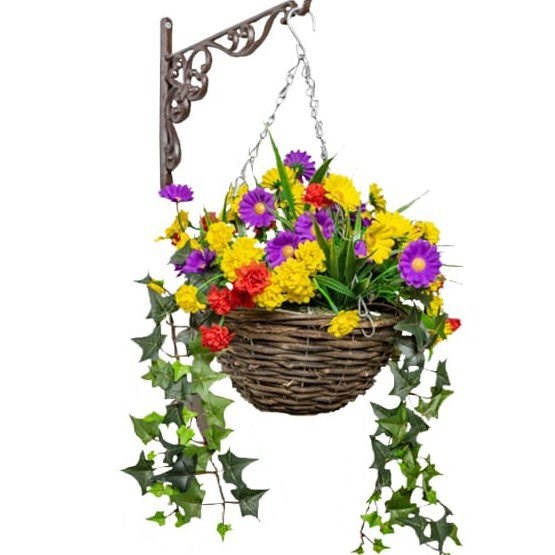 Buy Medium Artificial Wildflower Hanging Basket By Primrose™ (25cm