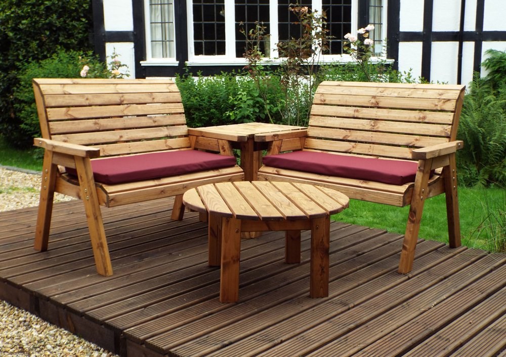 Buy Charles Taylor Wooden Garden 4 Seater Corner Set with Burgundy