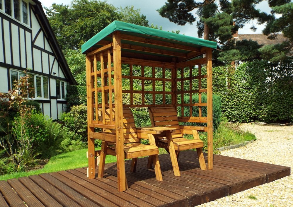 Buy Charles Taylor Wooden Garden Henley Twin Seat Arbour with Green