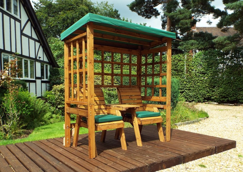 Buy Charles Taylor Wooden Garden Henley Twin Seat Arbour with Green