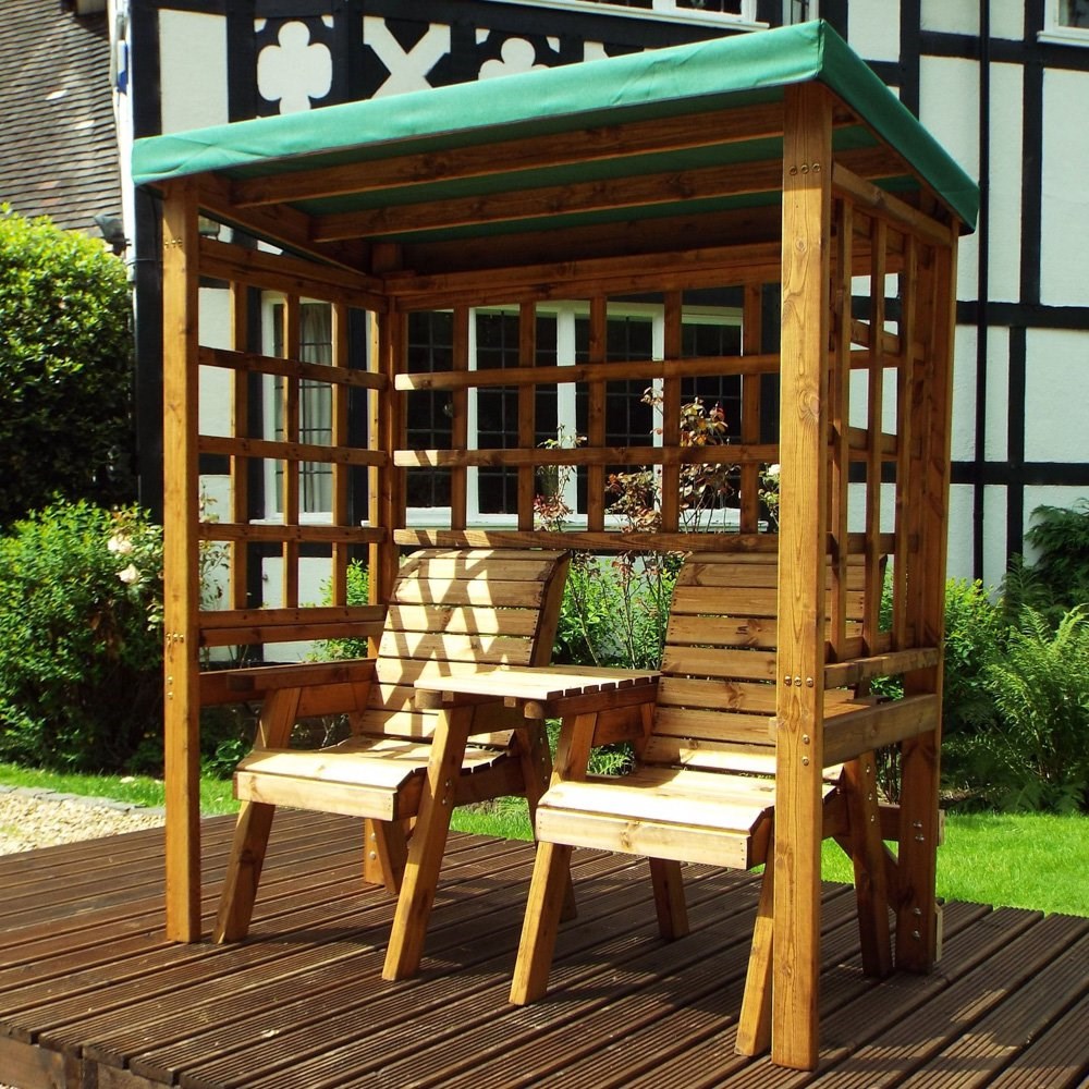 Buy Charles Taylor Wooden Garden Henley Twin Seat Arbour with Green