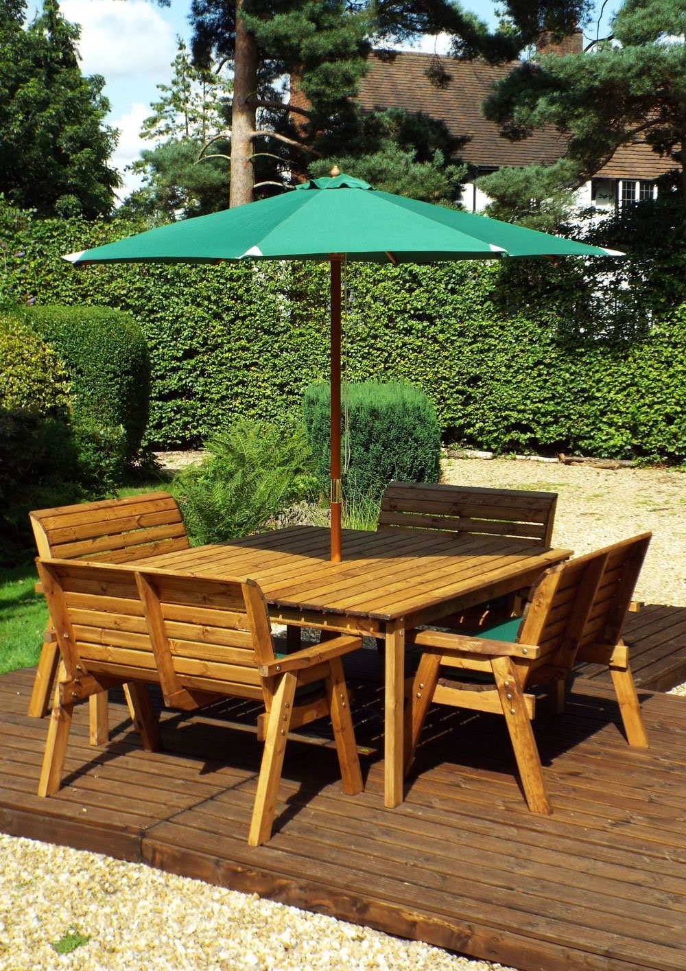 Buy Charles Taylor Wooden Garden Table Dining Bench Set w/ Green