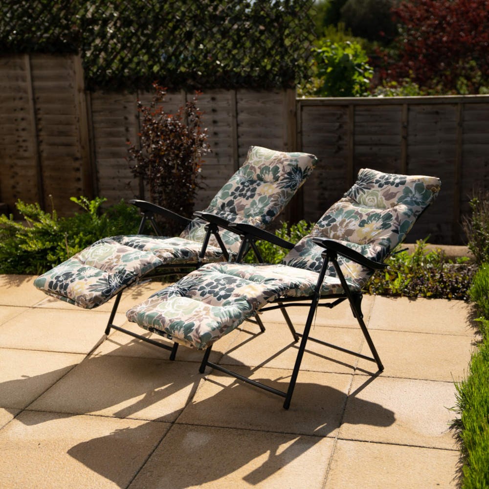 Buy Hadleigh Pair of Floral Pattern Recliner Lounger Chairs by Hectare