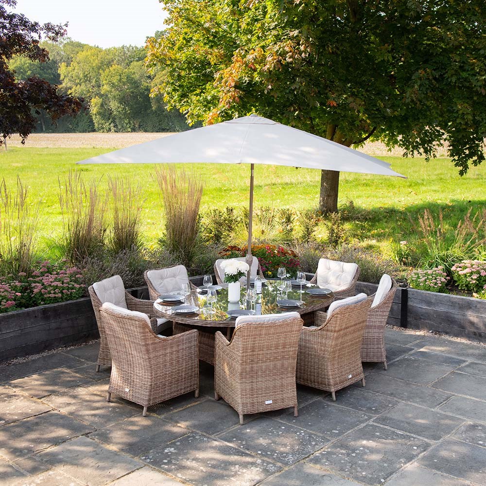 Buy Luxury Rattan 8 Seater Oval Garden Dining Set by Primrose Living Delivery by Primrose