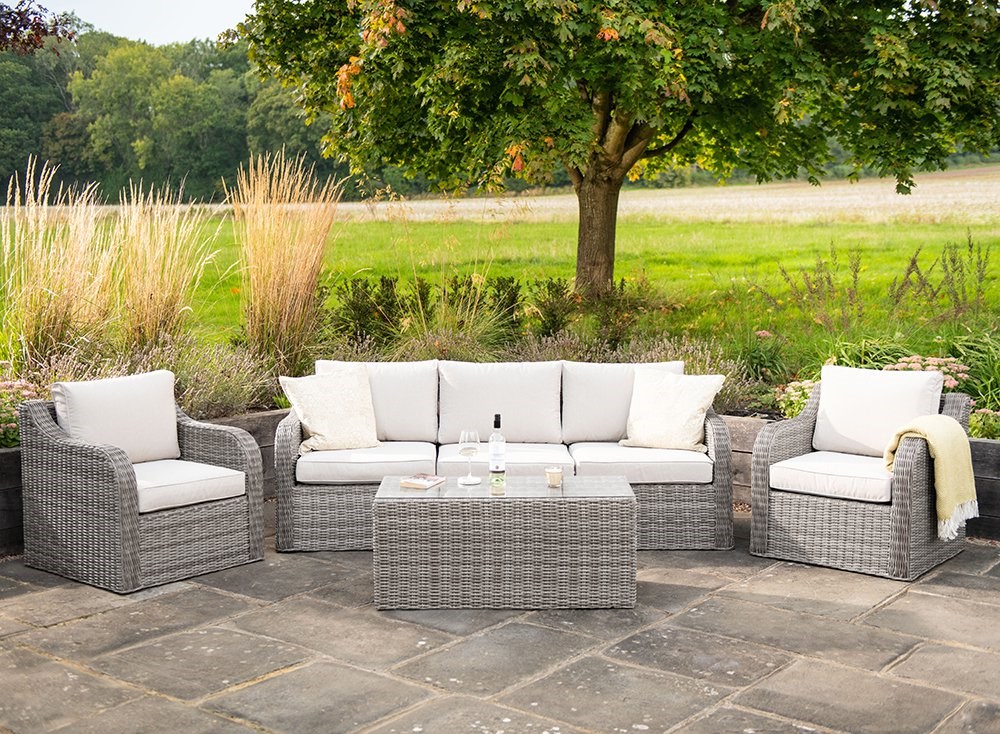 Buy Luxury Rattan 5 Seater Modular Garden Sofa Set w/ Coffee Table