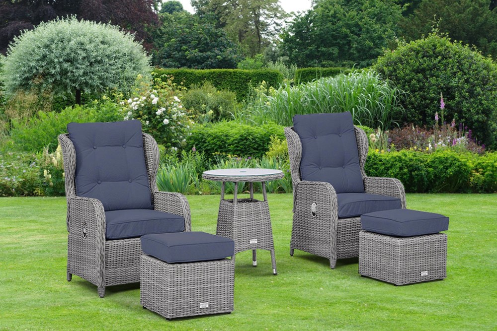 Buy Luxury Rattan Recliner Bistro Set in Pebble by Primrose Living