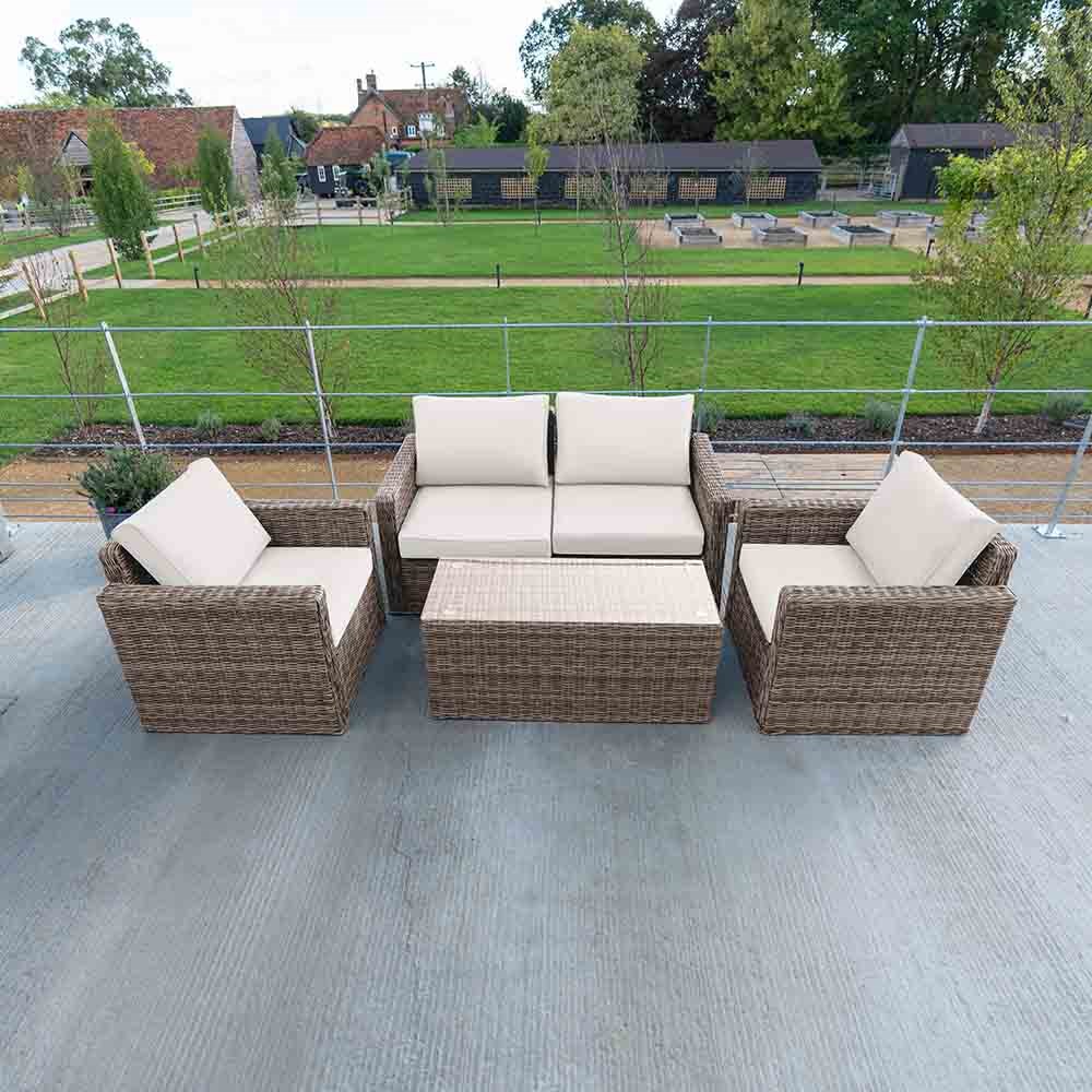 Buy Luxury Rattan 'Iris' 4 Seater Garden Sofa Set & Coffee Table