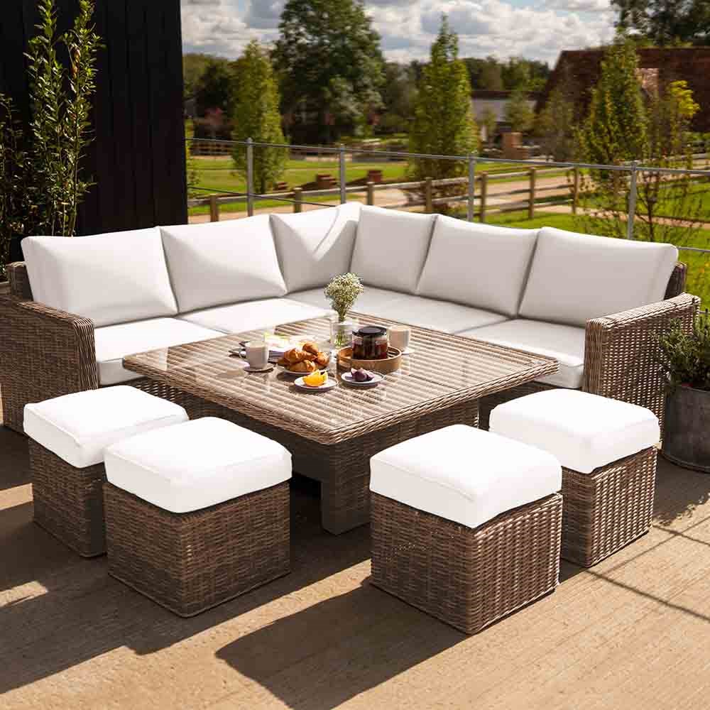 Buy Luxury Rattan 'Iris' Garden Sofa Set w/ Square Rising Table | Primrose Living: Delivery by ...