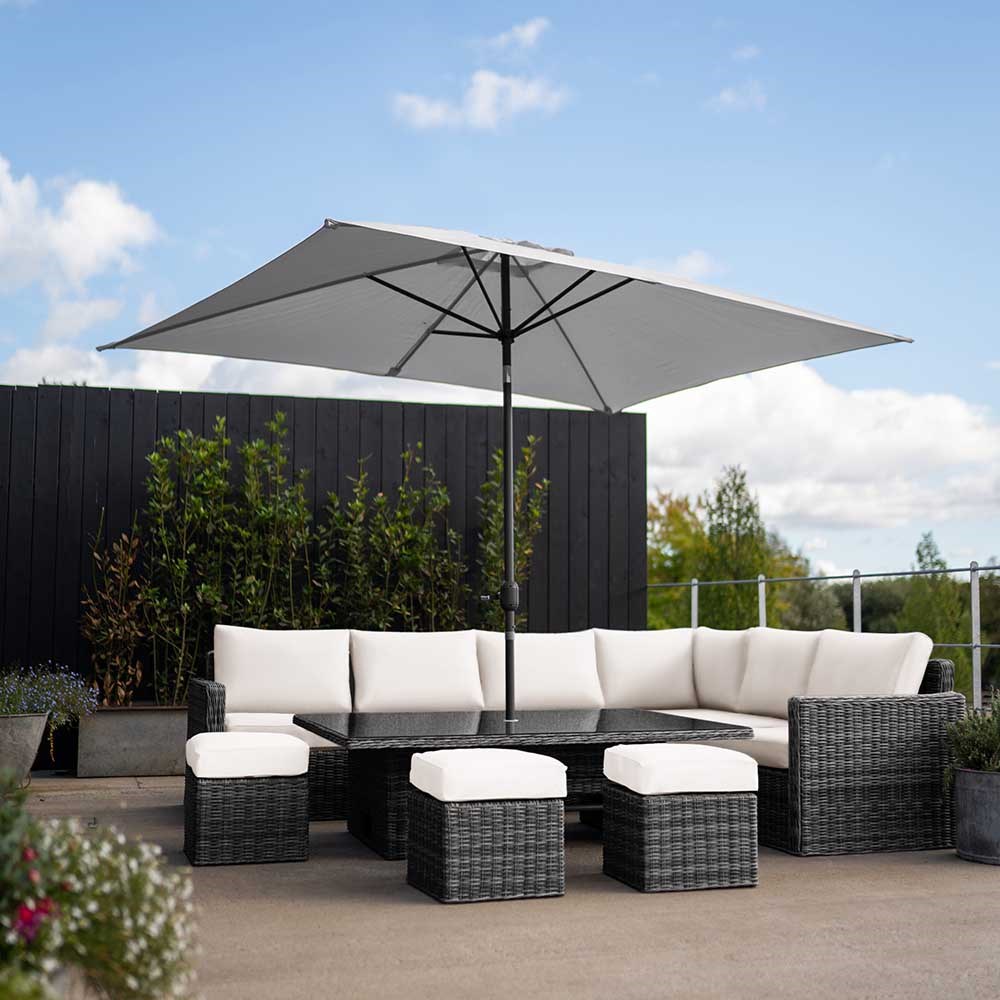 Buy Luxury Rattan Iris Sofa Set w/ Rectangular Rising Table & Parasol