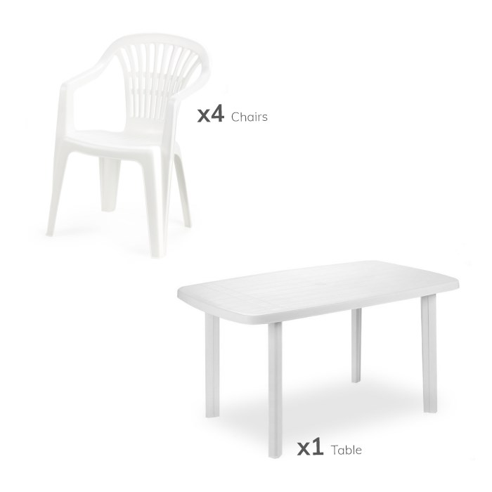 Buy Primrose Four Seater Garden Dining Set White Resin Delivery by