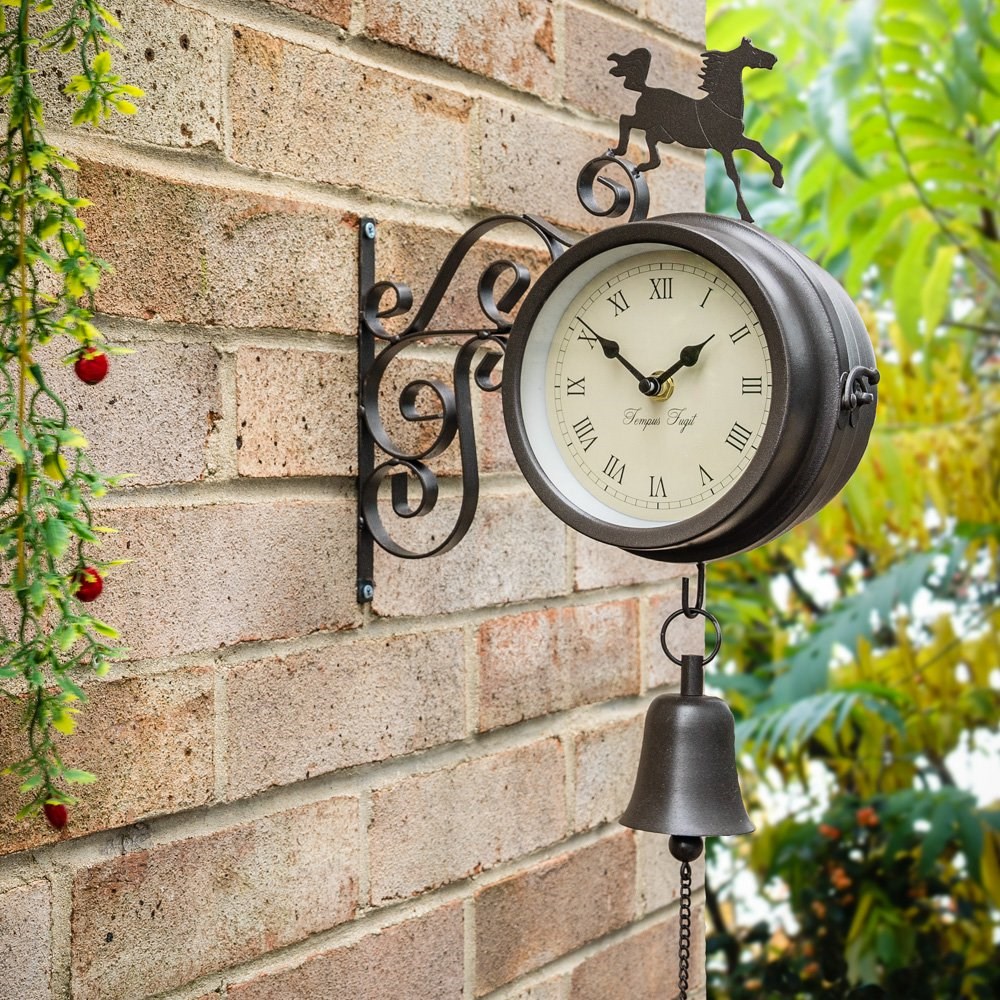 Buy Horse and Bell Garden Clock with Thermometer 47cm (18.7\) by