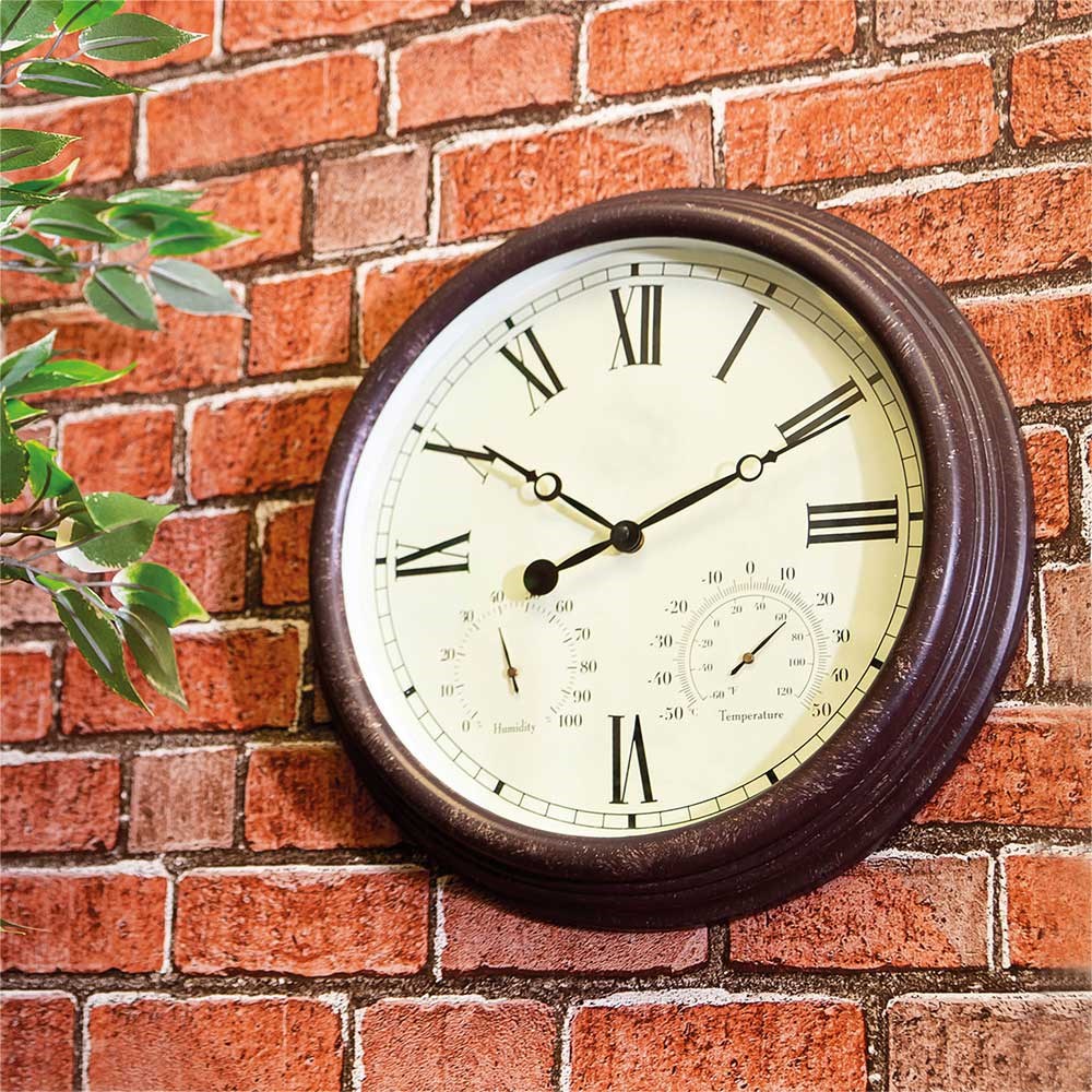 Buy Vintage Effect Outdoor Clock with Humidity & Temp. 38cm: Delivery ...