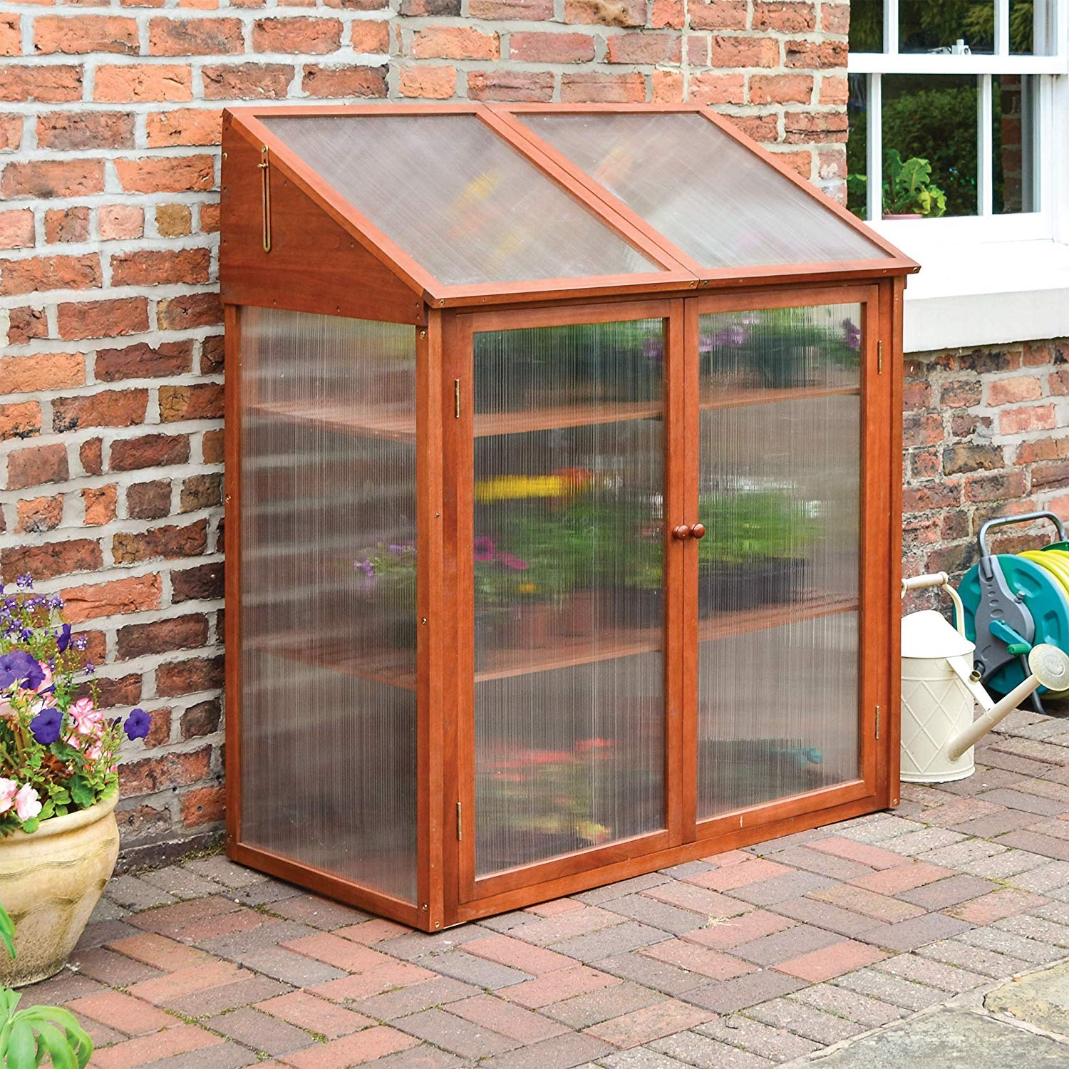 Buy H1.44m (4ft 9in) Hardwood Mini Greenhouse Cold Frame by Rowlinson® Delivery by Primrose