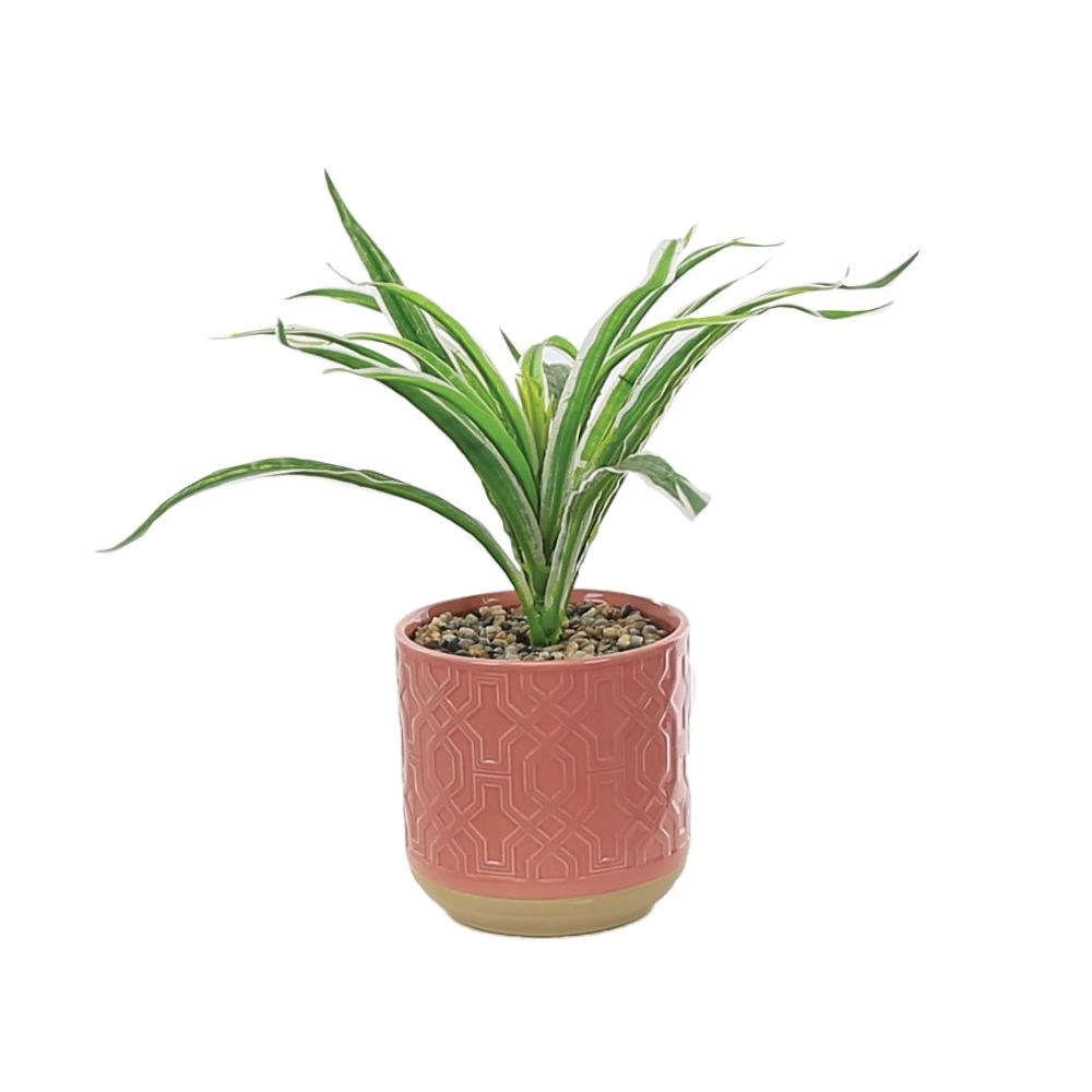 Buy Artificial Spider plant in Red Pot 28cm Delivery by Primrose