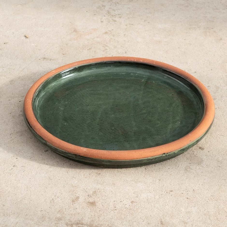 Buy 31cm Ocean Green Glazed Ceramic Bird Bath & Saucer Delivery by