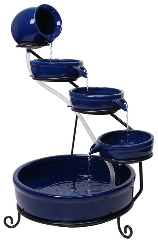 Buy H55cm Blue Solar Ceramic Water Feature with Battery Backup and