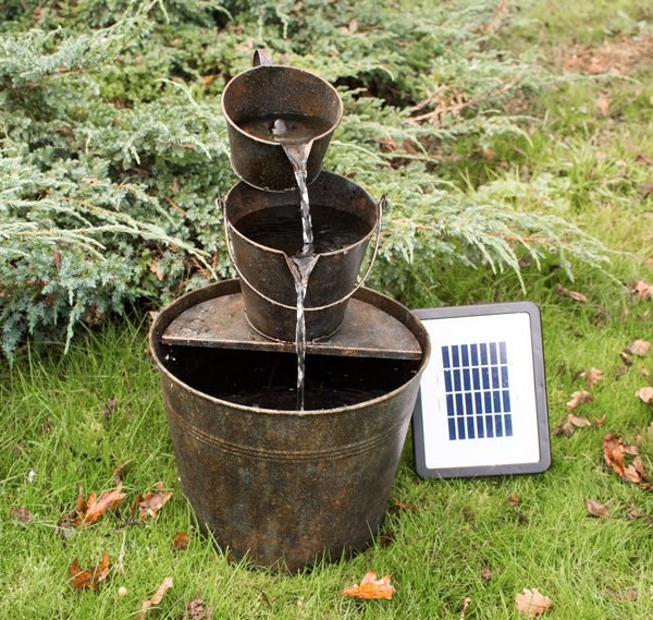 Buy H49cm Dunwich Cascading Bucket Solar Zinc Water Feature by Solaray